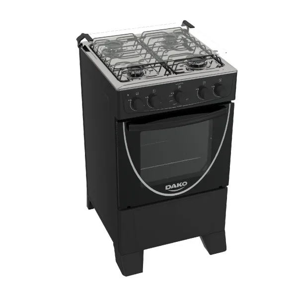 Cocina Dako Luna 4 Hornallas Tapa de Vidrio Encendido Eléctrico Negra