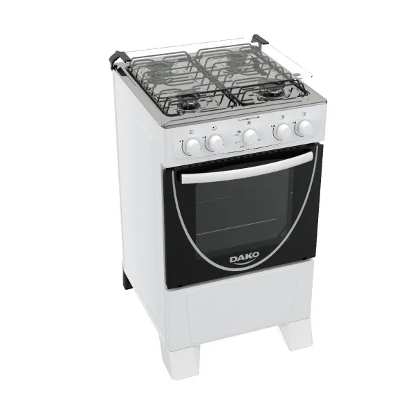 Cocina Dako Amazonas 4 Hornallas Tapa de Vidrio Blanca