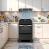 Cocina a Gas Tokyo Bravo Glass Negro 4H con Encendido Horno 50 L Limpia Facil