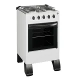 Cocina a Gas Tokyo Flamex Blanco 4H Mesa Inox Tapa de Vidrio Horno Limpia Facil