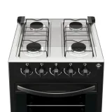 Cocina a Gas Tokyo Flamex Negro 4H Mesa Inox Tapa de Vidrio Horno Limpia Facil