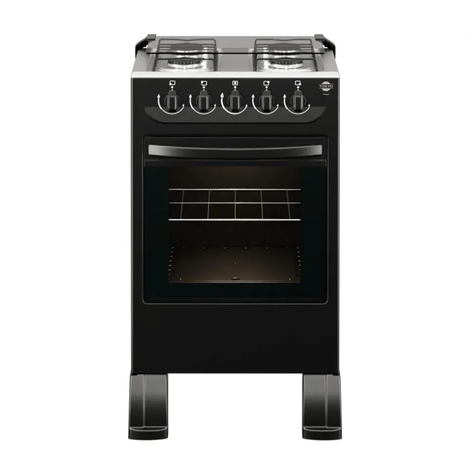Cocina a Gas Tokyo Flamex Negro 4H Mesa Inox Tapa de Vidrio Horno Limpia Facil
