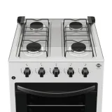 Cocina a Gas Tokyo Flamex Plus BL con Enc 4H Mesa Inox Tapa de Vidrio Horno Limpia