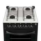 Cocina a Gas Tokyo Flamex Plus NE con Enc 4H Mesa Inox Tapa de Vidrio Horno Limpia