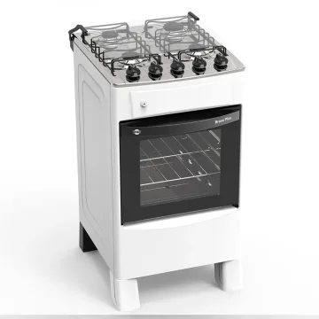 Cocina a Gas Tokyo Bravo Plus 4H con Encendido Blanca Mesa Inox Comando Superior