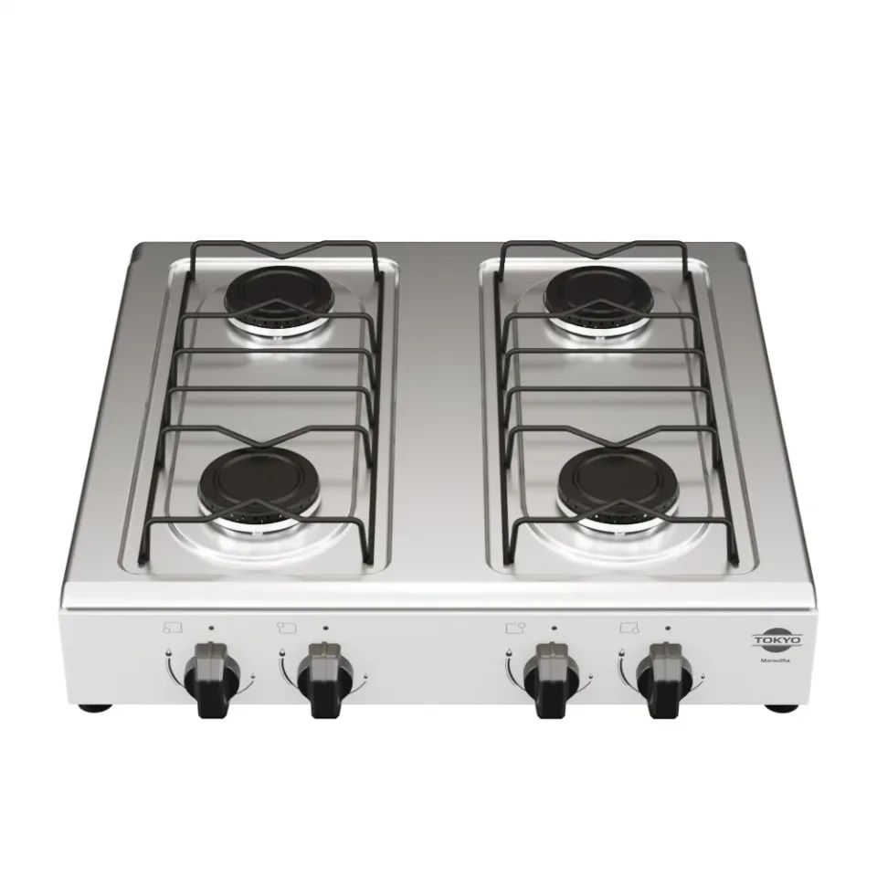 Cocina a Gas de Mesa Tokyo Maravilha 4H Blanco Mesada Inox