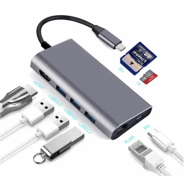 Adaptador Mini USB-C Hdmi, RJ45, Red, Tarjeta de Memoria