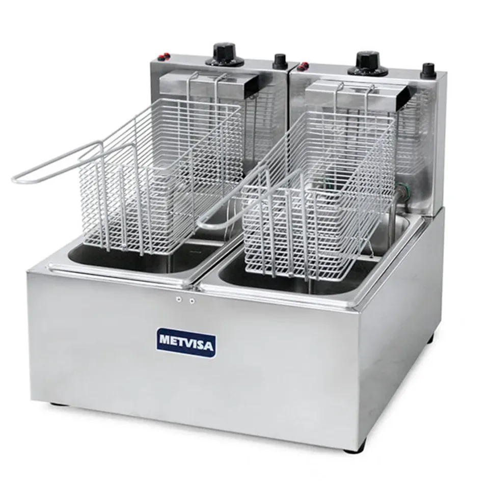 Freidora Eléctrica Metvisa 6 Litros Doble (3L+3L)